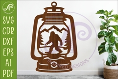 Camping Lantern Scene Bigfoot Wall Sign Product Image 1