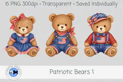 Patriotic Bears Clipart 1, 6 PNG Teddy Bears Product Image 2