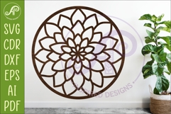 Dahlia Flower Wall Art SVG | Round Floral Laser Cut File Product Image 1