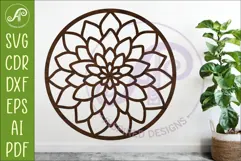 Dahlia Flower Wall Art SVG | Round Floral Laser Cut File Product Image 1