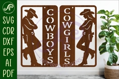 Western Bathroom Sign SVG Cowboys Cowgirls Product Image 1