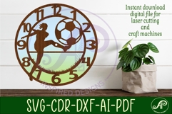 Football female player wall clock laser cut files, SVG Product Image 1
