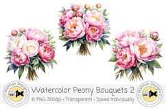 Watercolor Peony Bouquets Clipart 2 Product Image 2