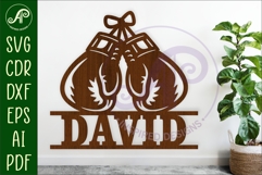 Boxing Gloves Name Sign SVG, Personalized Boxing Name Sign Product Image 1
