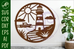 Lighthouse coast scene wall art sign, SVG file. vector file Product Image 1