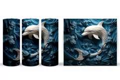 Dolphin Tumbler Design. 3D Dolphin Tumbler Wrap Sublimation Product Image 2