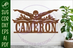 Butterfly Swimmer Name Sign SVG - Male Swim Team Wall Sign Product Image 1