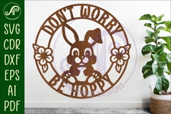 Don't worry be Hoppy Bunny wall sign svg laser cut Product Image 1