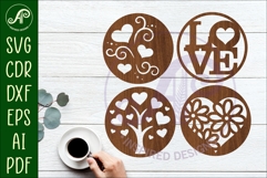 Heart Coasters, laser cut out Love heart designs d1 Product Image 1