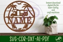 Beach Caravan/ campervan name sign svg laser cut template Product Image 1