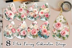 Earring teardrop sublimation 3d Floral bouquet Product Image 1
