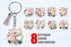 Keychain 3D Paper art floral bouquet background sublimation Product Image 1