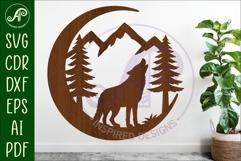 Crescent Moon Wolf animal wall sign Product Image 1