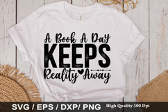 Book Lover SVG Design - A Book a Day Keeps Reality Away Product Image 2