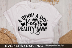 Book Lover SVG Design - A Book a Day Keeps Reality Away Product Image 3