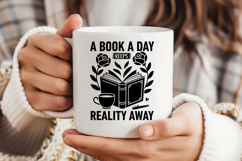A Book a Day Keeps Reality Away SVG, Book Lover SVG, Reading Product Image 3