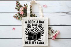 A Book a Day Keeps Reality Away SVG, Book Lover SVG, Reading Product Image 4