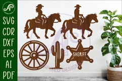 Western, Cowboy Cowgirl silhouettes laser cut outs 2 Product Image 1