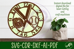 Baseball clock wall clock laser cut file Product Image 1