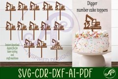 Digger number cake toppers, 13 designs SVG laser cut Product Image 1