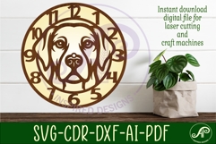 Golden labrador dog clock wall clock laser cut file Product Image 1