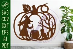 Pumpkin Halloween witch wall sign svg laser cut file Product Image 1