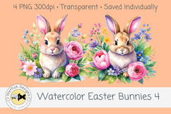 Spring PNG Watercolor Easter Rabbits 4 Product Image 2