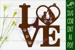 Love word with dogs wall art sign, SVG file. vector Product Image 1