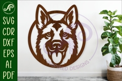 German Shepherd Dog Wall Art SVG Laser Cut Dog Face Circle Product Image 1