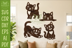 Cute Cat Silhouettes SVG for Laser Cutting, Signs 2 Product Image 1
