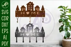 Houses Key holder designs for wood and metal cutting Product Image 1