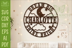 Personalized Dream Big Shine Bright Moon Nursery Name Sign Product Image 1