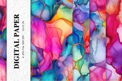 Rainbow Watercolor Alcohol Ink Background Digital Paper Product Image 1