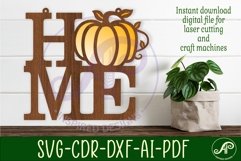 Home word with pumpkin wall art sign, SVG file. vector Product Image 1