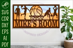 Basketball male scene name sign SVG 3 layer laser cut Product Image 1