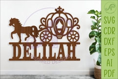 Princess Carriage Name Sign, Carriage SVG for Girls Nursery Product Image 1