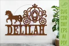 Princess Carriage Name Sign, Carriage SVG for Girls Nursery Product Image 1