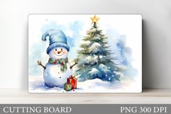 Cute Snowman Cutting Board. Christmas Cutting Board Design Product Image 1