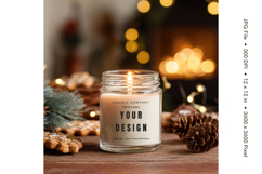 Candle Label Mockup Christmas Soy Jar Candle Amber Cozy_101 Product Image 1