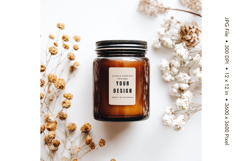 Candle Label Mockup Christmas Soy Jar Candle Amber Cozy_25 Product Image 1