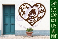 Robin bird heart wall sign, SVG file. Product Image 1
