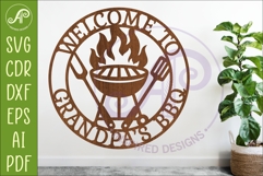 Welcome To Grandpa’s BBQ SVG. Grill Wall Sign Laser Cut Product Image 1