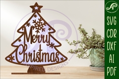 Christmas tree stand, laser cut file, Merry Christmas tree Product Image 1