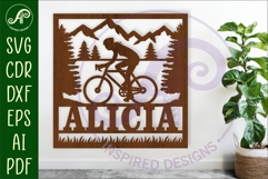 Cycling female Name sign svg laser cut template Product Image 1
