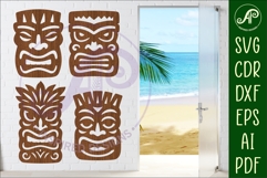 Tiki head Silhouette laser cut outs 2 Product Image 1