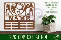 American football male medal holder Name svg laser cut Product Image 1