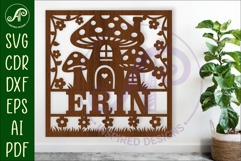Mushroom house name sign design for laser cutting or cards Product Image 1