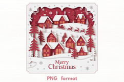 Winter Town Reindeer Sleigh PNG illustration Product Image 1