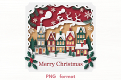 Colorful Christmas Town PNG illustration Product Image 1