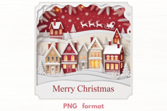 Snowy Christmas Town PNG illustration Product Image 1